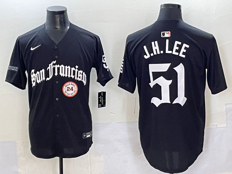 Men 2025 San Francisco Giants 51 J.H.Lee Black Five generations Joint Name Nike MLB Jersey style 54
